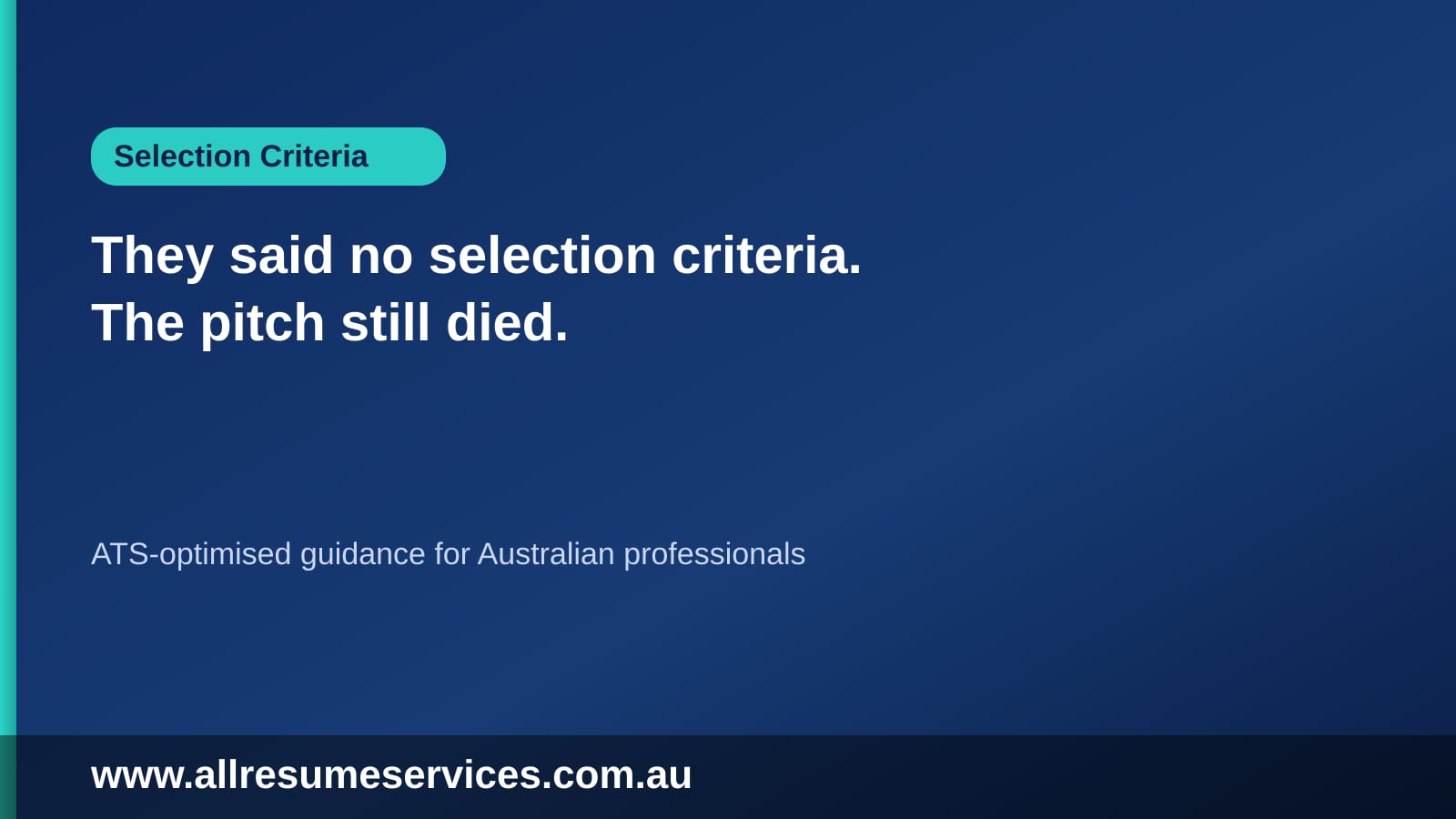 They said no selection criteria. The pitch still died.