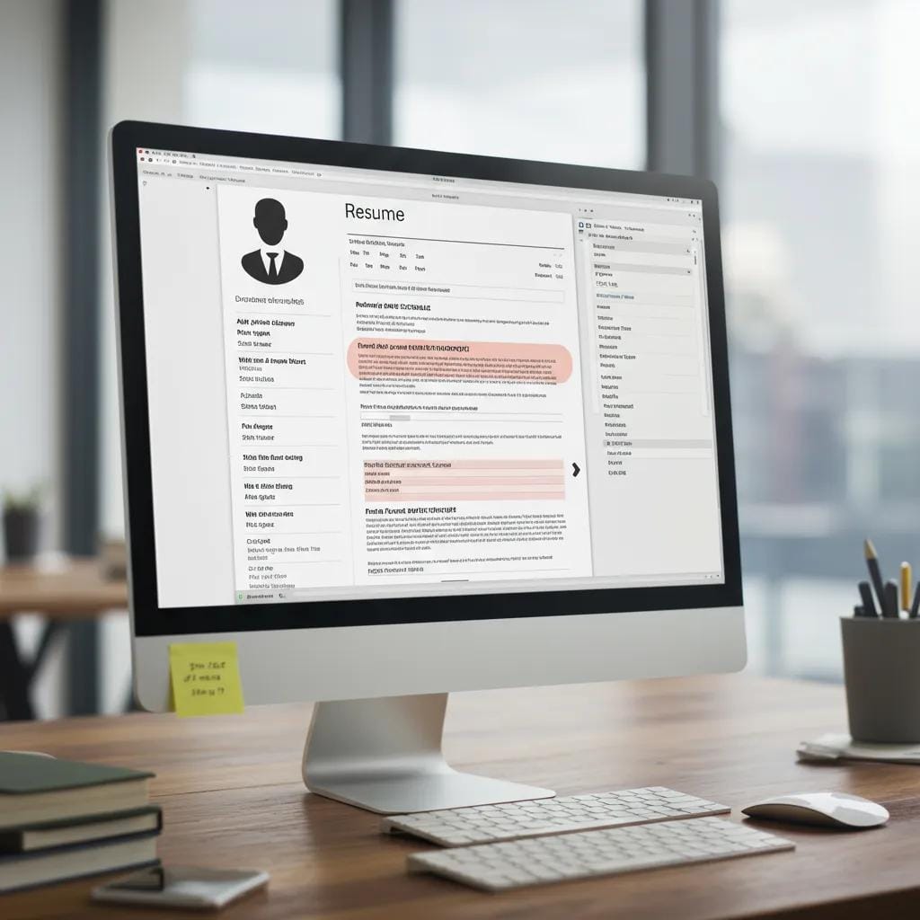 Close-up of a computer screen displaying an ATS-optimized resume