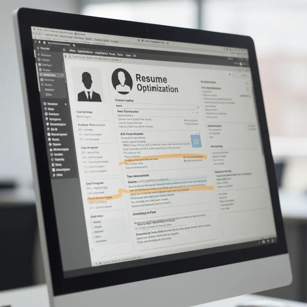 Detailed view of a computer screen displaying a meticulously structured resume optimised for ATS